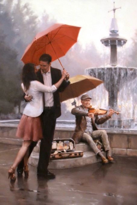 Daniel Del Orfano - Romance and Music - original oil on canvas painting
